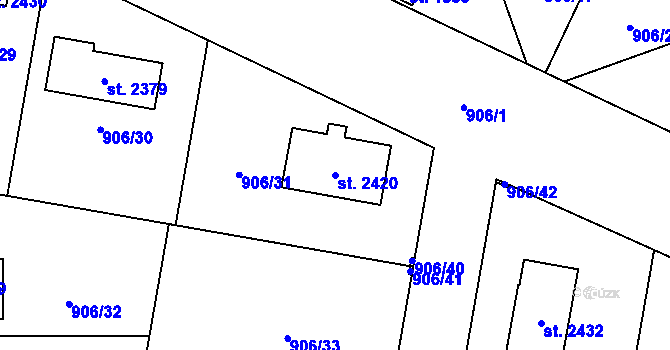 Parcela st. 2420 v KÚ Ledeč nad Sázavou, Katastrální mapa
