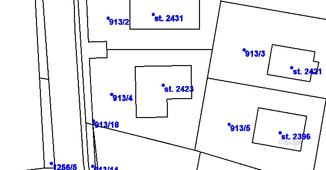 Parcela st. 2423 v KÚ Ledeč nad Sázavou, Katastrální mapa