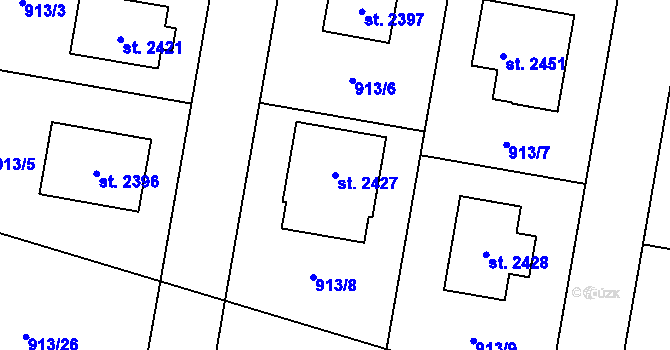 Parcela st. 2427 v KÚ Ledeč nad Sázavou, Katastrální mapa