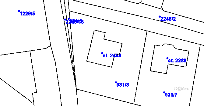 Parcela st. 2454 v KÚ Ledeč nad Sázavou, Katastrální mapa