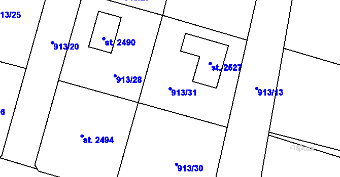 Parcela st. 913/31 v KÚ Ledeč nad Sázavou, Katastrální mapa