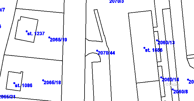 Parcela st. 2070/44 v KÚ Ledeč nad Sázavou, Katastrální mapa