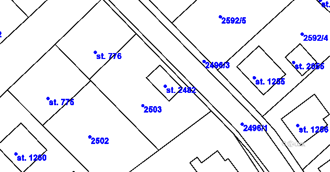 Parcela st. 2482 v KÚ Ledeč nad Sázavou, Katastrální mapa