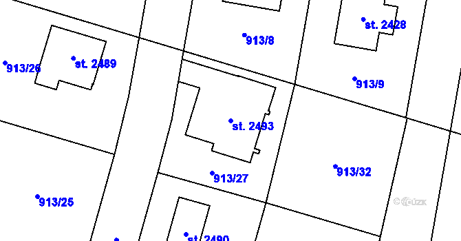 Parcela st. 2493 v KÚ Ledeč nad Sázavou, Katastrální mapa