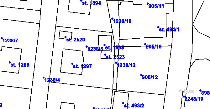 Parcela st. 2523 v KÚ Ledeč nad Sázavou, Katastrální mapa