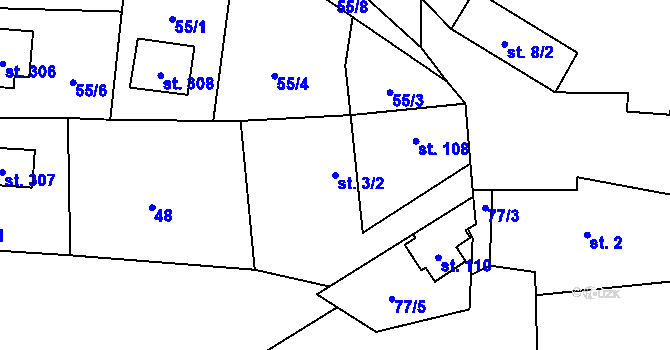 Parcela st. 3/2 v KÚ Ledečko, Katastrální mapa