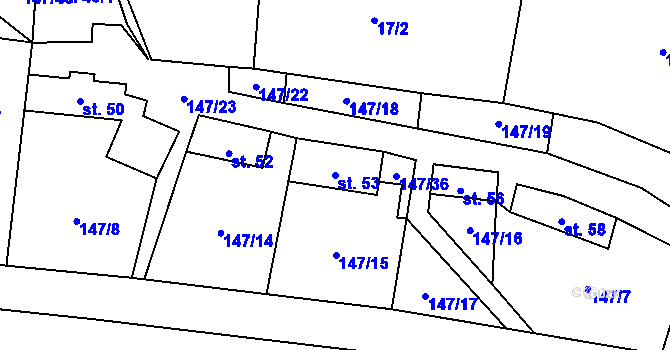 Parcela st. 53 v KÚ Ledečko, Katastrální mapa