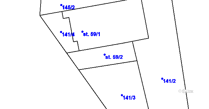 Parcela st. 59/2 v KÚ Ledečko, Katastrální mapa