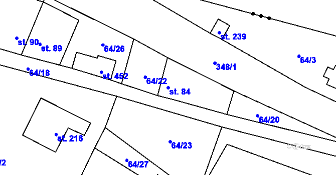 Parcela st. 84 v KÚ Ledečko, Katastrální mapa