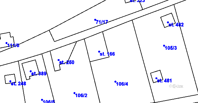 Parcela st. 166 v KÚ Ledečko, Katastrální mapa