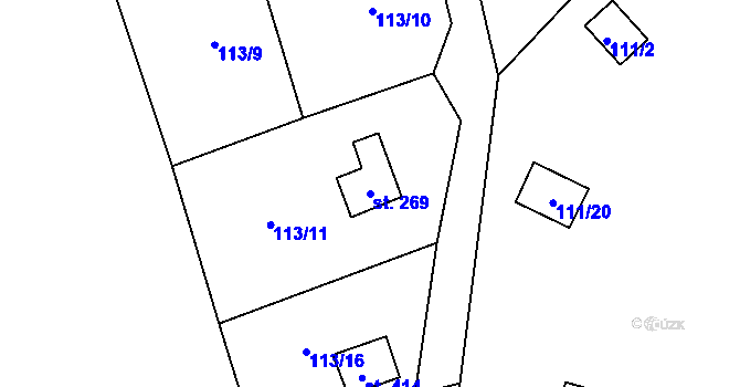 Parcela st. 269 v KÚ Ledečko, Katastrální mapa