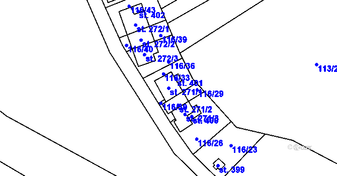 Parcela st. 271/1 v KÚ Ledečko, Katastrální mapa