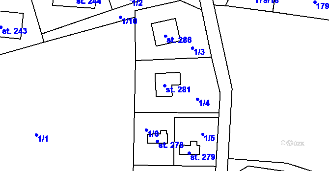 Parcela st. 281 v KÚ Ledečko, Katastrální mapa