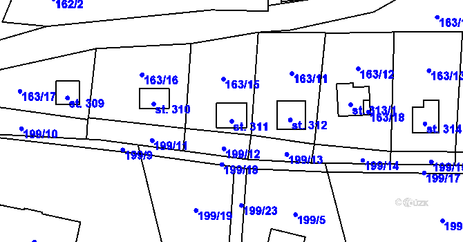Parcela st. 311 v KÚ Ledečko, Katastrální mapa