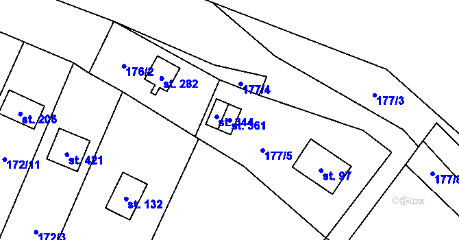 Parcela st. 361 v KÚ Ledečko, Katastrální mapa
