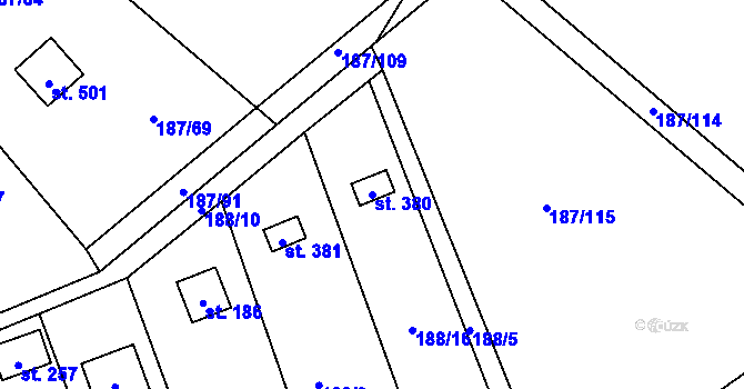 Parcela st. 380 v KÚ Ledečko, Katastrální mapa
