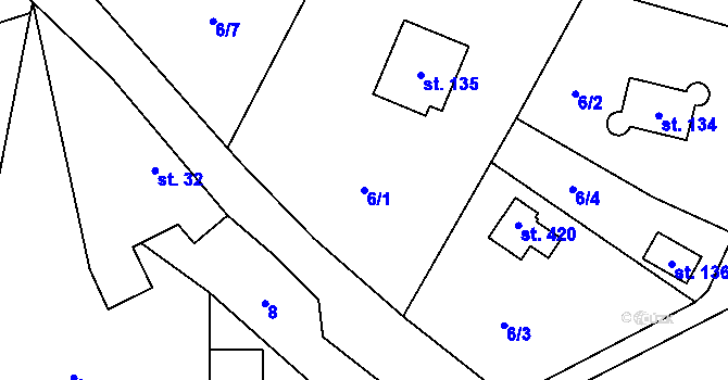 Parcela st. 6/1 v KÚ Ledečko, Katastrální mapa