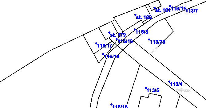 Parcela st. 116/18 v KÚ Ledečko, Katastrální mapa
