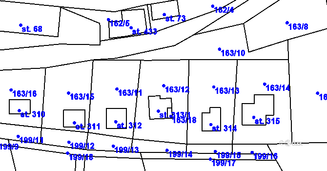 Parcela st. 163/12 v KÚ Ledečko, Katastrální mapa