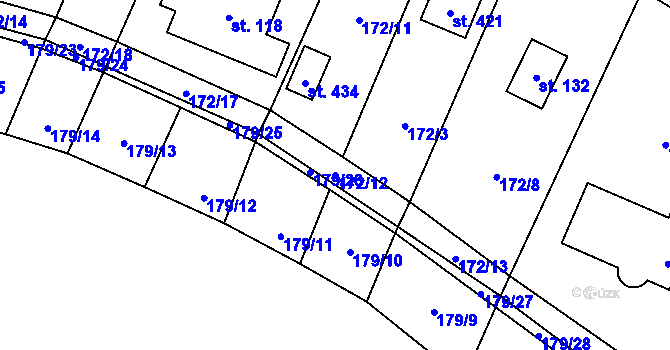 Parcela st. 172/12 v KÚ Ledečko, Katastrální mapa