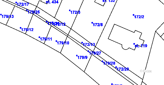 Parcela st. 172/13 v KÚ Ledečko, Katastrální mapa