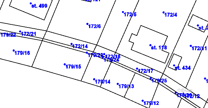 Parcela st. 172/18 v KÚ Ledečko, Katastrální mapa