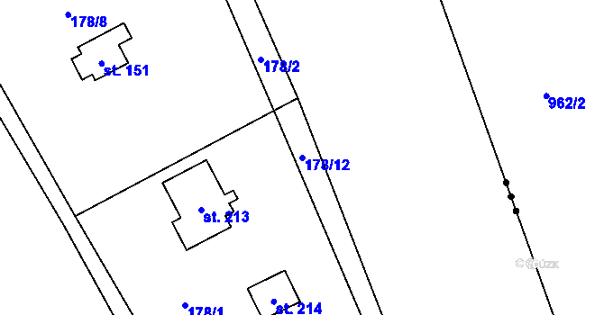 Parcela st. 178/12 v KÚ Ledečko, Katastrální mapa
