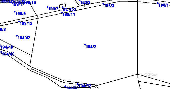 Parcela st. 194/2 v KÚ Ledečko, Katastrální mapa