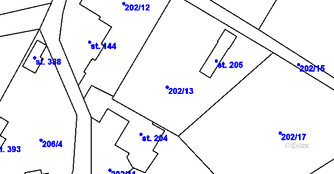 Parcela st. 202/13 v KÚ Ledečko, Katastrální mapa