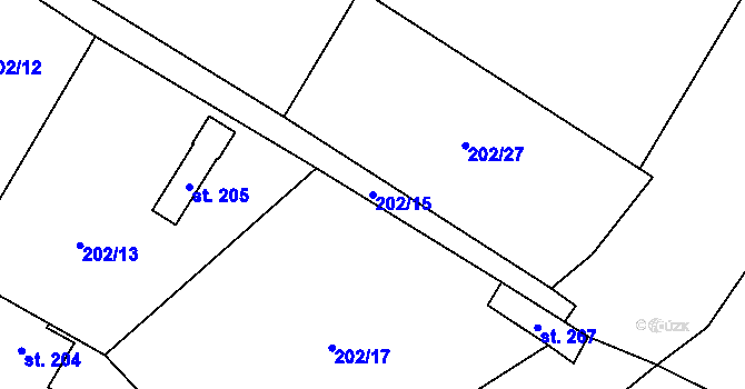 Parcela st. 202/15 v KÚ Ledečko, Katastrální mapa