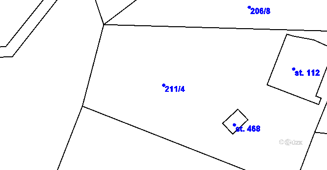 Parcela st. 211/4 v KÚ Ledečko, Katastrální mapa