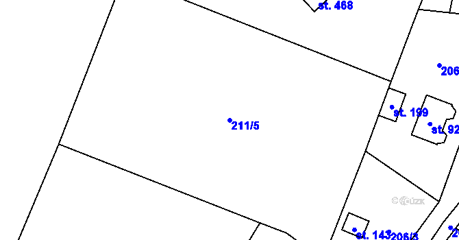 Parcela st. 211/5 v KÚ Ledečko, Katastrální mapa