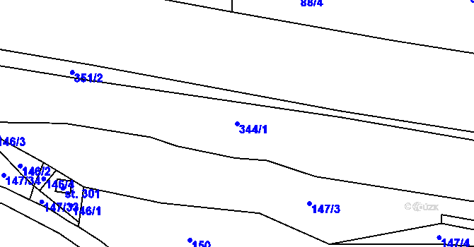 Parcela st. 344/1 v KÚ Ledečko, Katastrální mapa