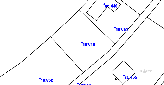Parcela st. 187/49 v KÚ Ledečko, Katastrální mapa