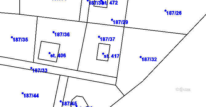 Parcela st. 417 v KÚ Ledečko, Katastrální mapa