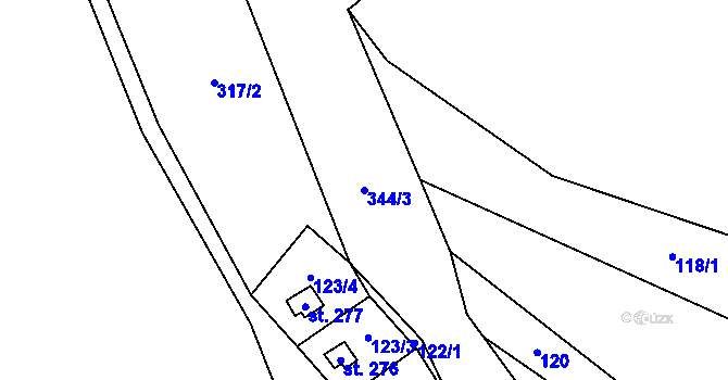 Parcela st. 344/3 v KÚ Ledečko, Katastrální mapa