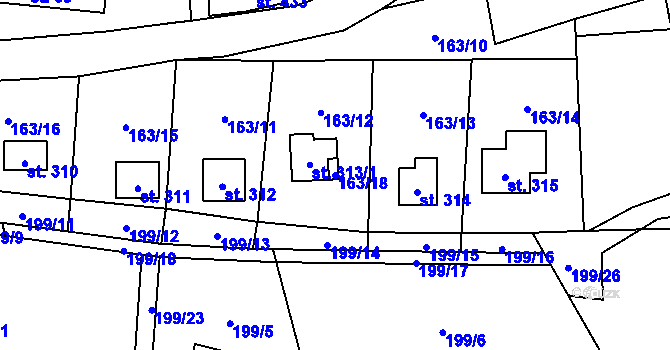Parcela st. 163/18 v KÚ Ledečko, Katastrální mapa