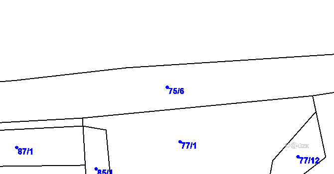 Parcela st. 75/6 v KÚ Ledečko, Katastrální mapa
