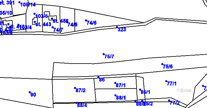 Parcela st. 75/7 v KÚ Ledečko, Katastrální mapa