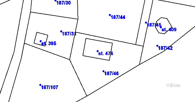 Parcela st. 476 v KÚ Ledečko, Katastrální mapa