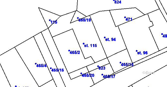 Parcela st. 115 v KÚ Ledečky, Katastrální mapa