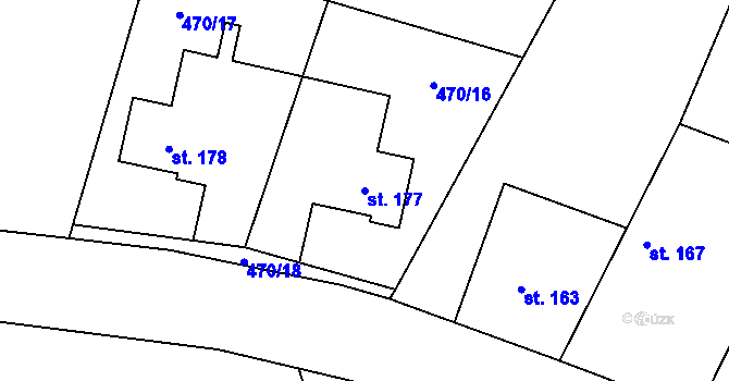 Parcela st. 177 v KÚ Ledečky, Katastrální mapa