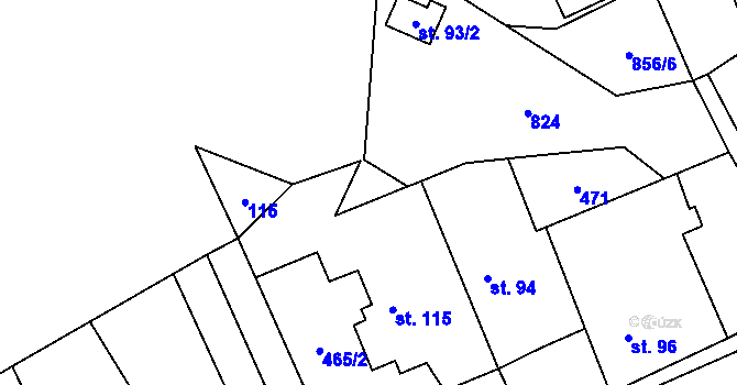 Parcela st. 465/19 v KÚ Ledečky, Katastrální mapa