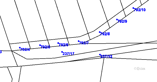 Parcela st. 792/7 v KÚ Ledečky, Katastrální mapa