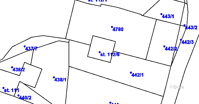 Parcela st. 112/6 v KÚ Ledenice, Katastrální mapa