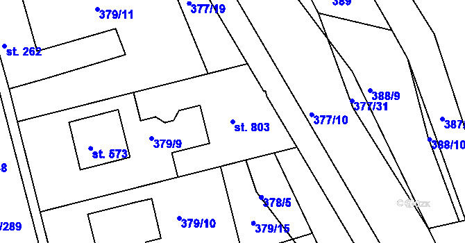 Parcela st. 803 v KÚ Ledenice, Katastrální mapa