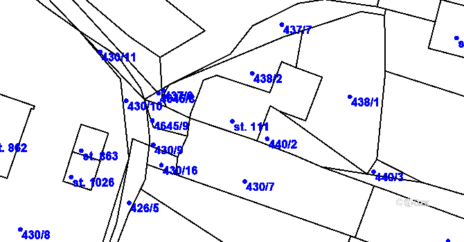 Parcela st. 111 v KÚ Ledenice, Katastrální mapa