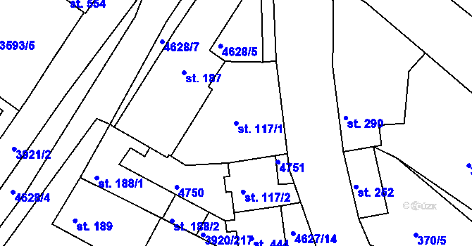 Parcela st. 117/1 v KÚ Ledenice, Katastrální mapa