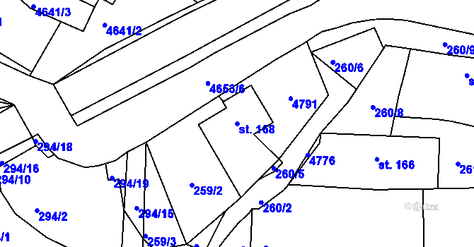 Parcela st. 168 v KÚ Ledenice, Katastrální mapa