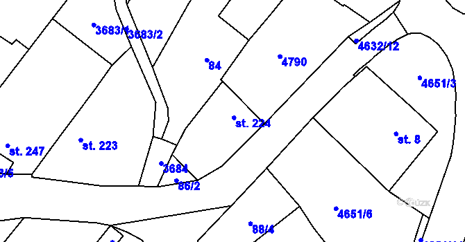 Parcela st. 224 v KÚ Ledenice, Katastrální mapa